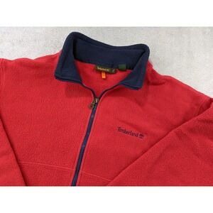 Timberland Red Fleece Full-Zip Jacket with Navy Trim